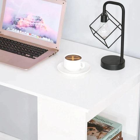 Rootz Computertisch – Schreibtisch – Tisch mit Ablage – Arbeitstisch – Laptoptisch – Büroregal – Bücherregal – Weiß