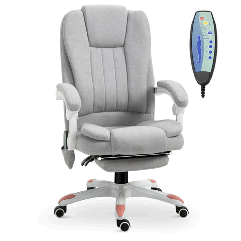 Rootz Office Chair - Massage Chair - Gaming Chair - Polyester- Grey - 66 x 63 x 107-115 cm