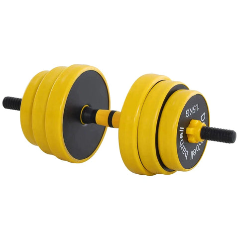 Rootz Barbell & Dumbbell Set - 3-in-1 Dumbbell Set - Plate Bar - Clamp Rod - Home - Gym - Yellow/Black