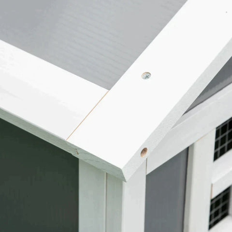 Rootz Rabbit Hutch - Wooden Rabbit Hutch - 2 Tier Guinea Pig Cage - Bunny Run - Small Animal House - Grey - 150 x 66 x 100cm