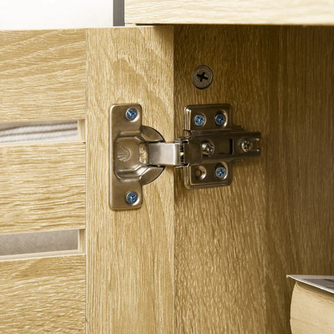 Rootz Industrial Design Chest of Drawers - Sideboard - Kitchen Cabinet - 2 Shelves - 2 Cabinets - Black + Natural - 90W x 30D x 79.5H cm