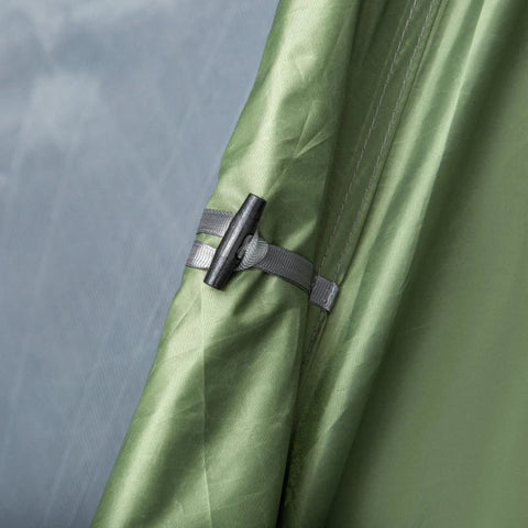 Rootz Campingzelt – Zelt für 2 Personen – Zelt mit Heringen – wetterfestes Zelt – Fiberglas – Polyester – Dunkelgrün – 345 x 150 x 112 cm