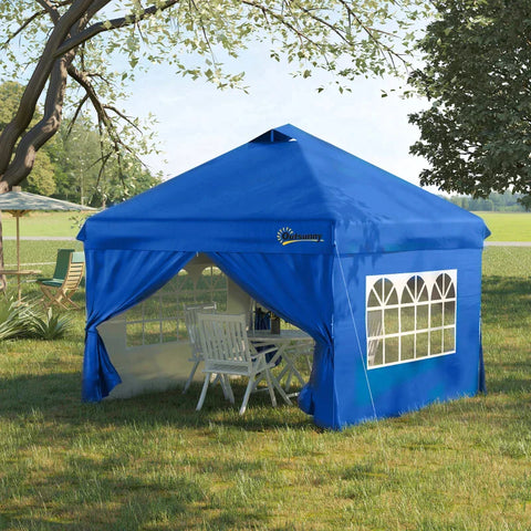 Rootz Folding Gazebo - Pavilion - Gazebo - Garden Pavilion - Garden Tent - Foldable Party Tent - Blue - 300L x 300W x 284H cm
