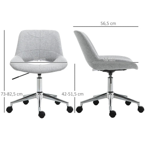 Rootz Office Chair - Height Adjustable - 360° Rotatable - Up To 110 Kg - Metal Frame - Light Gray - 49 x 56.5 x 73-82.5 cm