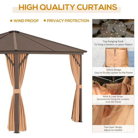 Rootz Gazebo - Garden Gazebo - Pavillon - Garden Pavillon - Party Tent - Brown