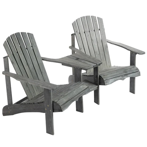 Rootz Adirondack Chairs Set - Garden Chair Table - Garden Chair - Garden Furniture - Wood - Gray - 178 x 87 x 92 cm