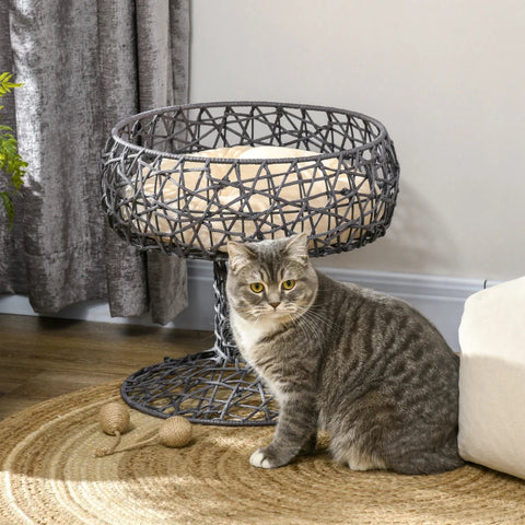 Rootz Wine Glass Cat Bed - Washable Cushion - Cat Basket - Pet Bed - Purple - 42L x 42W x 42H cm
