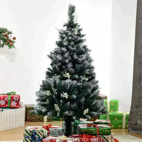 Rootz Christmas Tree - Artificial Christmas Tree - 1.2 m Christmas Tree - Snow Dipped Design - 222 Branches Flame - PVC - Dark Green - Ø60 x 120 cm