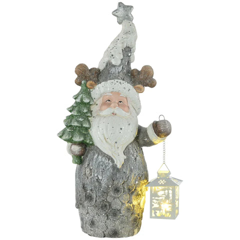 Rootz Christmas Decoration - Santa Claus - Fir Tree And Lantern - Warm LED Lighting - Battery Operated - Indoor And Outdoor - Magnesium Oxide - Multicolored - 29L x 16W x 55H cm