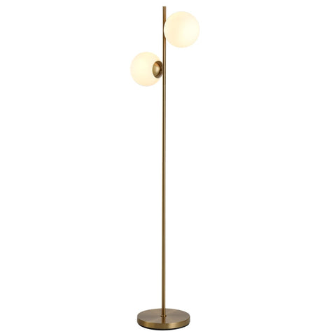 Rootz Vloerlamp - 2-delige Glazen Lampenkap - Modern Decoratief - Woonkamer - Slaapkamer - Goud/Wit - 39 x 28 x 165cm