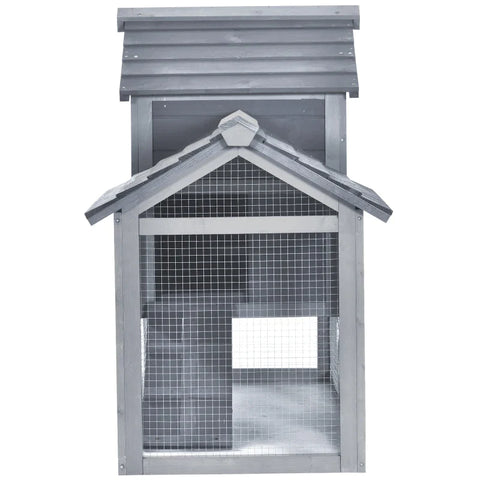 Rootz Chicken Hutch - Bantam Chicken Coop - Chicken House - Removable Floor Pan - Fir Wood - Grey - 150.5 cm x 54 cm x 87 cm