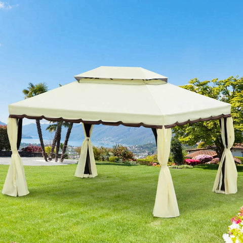 Rootz Gartenpavillon – Outdoor-Pavillon – Gartenpavillon – Pavillon – Cremeweiß – 3,9 x 2,9 x 2,7 m