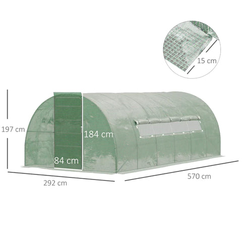Rootz Greenhouse - Walk-in Polytunnel - Greenhouse Met Deur En Ramen - Groen - 6 x 3 x 2m