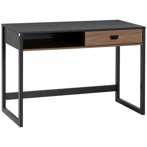 Rootz Industrial Design Desk - 1 Drawer - 1 Compartment -  Workspace organization - Home - Office - Brown + Black - 110 cm x 50 cm x 76 cm