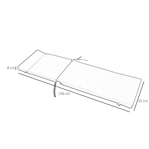 Rootz Pillow - Ligbed Kussen - Outdoor Ligbed Kussen - Polyester, PP Vulling - Zwart - 196 cm x 55 cm x 8 cm