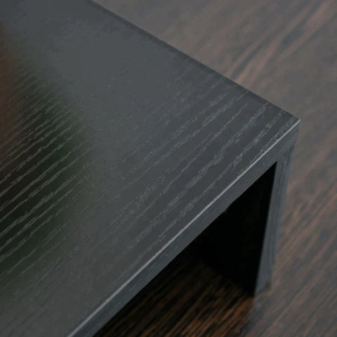 Rootz Monitor Stand - 3 Shelves - Length Angle Adjustable - Double Screen Stand - Wooden Shelf - Monitor Holder for Computer - Black - 80-117 x 23.5 x 10 cm