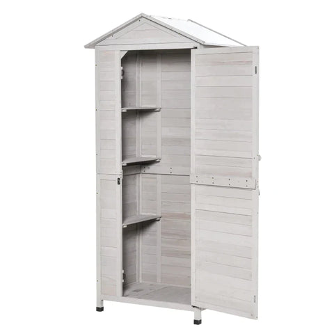 Rootz Garden Shed - Garden Storage Shed - Garden Cabinet - Tool Shed - Garden Tool Shed - Light Gray - 90 x 63 x 200 cm