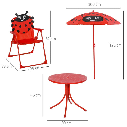 Rootz Kids Dining Set - Children's Seating Group - Table And Chairs Set - Parasol - 39 cm x 38 cm x 52 cm
