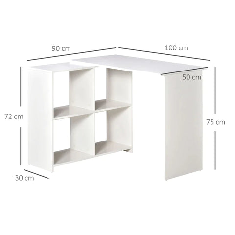 Rootz Corner Desk - L-Shaped Desk - L-Shaped Table - Computer Desk - Gaming Table - Gaming Desk - Desk - Office Desk - White - 100 x 90 x 75 cm