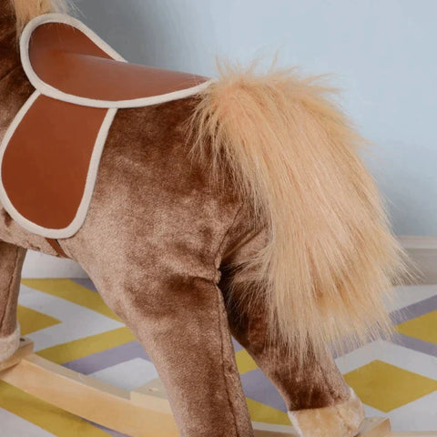 Rootz Rocking Horse - Baby Rocking Animal - Children Plush - Brown - L74 x W33 x H62 cm