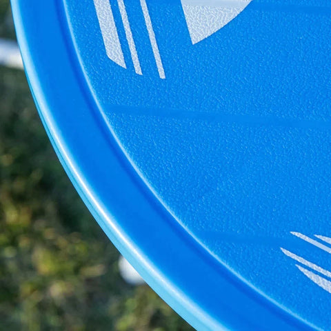 Rootz 4-teiliges Kindermöbel-Set – Gartentisch – 2 Klappstühle – Sonnenschirm – Camping-Kindersitz-Set – Gartenmöbel – Blau – Ø49,5 x 50 H cm