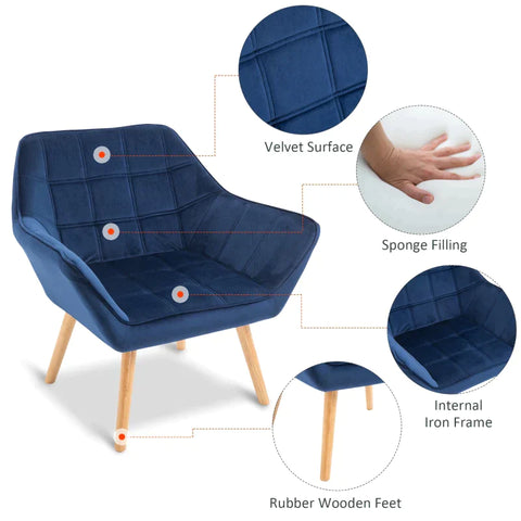 Rootz Fauteuil - Enkele Fauteuil - Vleugelstoel Met Fluweelachtige Hoes - Houten Poten - Huis - Slaapkamermeubels - Groen - 68,5 cm x 61 cm x 72,5 cm