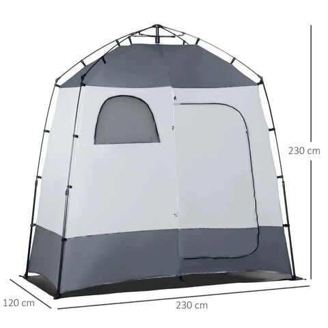Rootz Douchetent Met Draagtas - 2 Persoons - Ritsdeur - 2 Ramen - Pop-up Tent - Glasvezel - Grijs - 230 x 120 x 230 cm