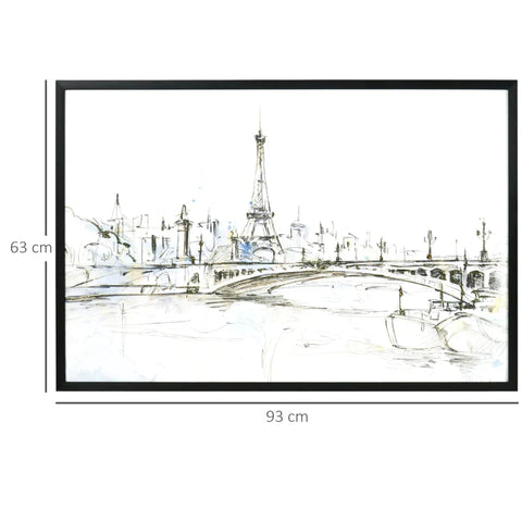 Rootz Wall Art - Art Print - Wall Pictures - With Eiffel Tower Motif - UV Printing - Embossing Technique - Including Mounting Material - 93 cm x 2.5 cm x 63 cm