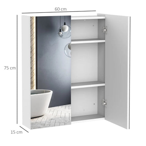 Rootz Mirror Cabinet - White - Engineered Wood, Glass - 5.9cm x 23.62cm x 29.52cm