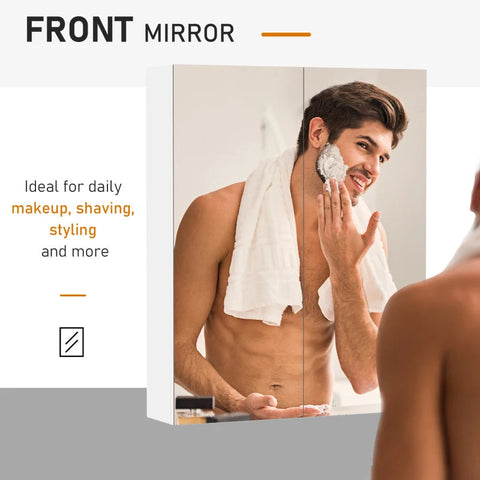 Rootz Mirror Cabinet - White - Engineered Wood, Glass - 5.9cm x 23.62cm x 29.52cm