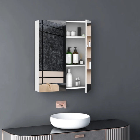 Rootz Mirror Cabinet - White - Engineered Wood, Glass - 5.9cm x 23.62cm x 29.52cm