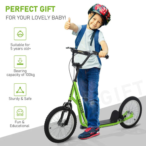 Rootz Scooter Children - Green - Steel, Aluminium, Rubber - 54.72 cm x 22.83 cm x 37.79 cm