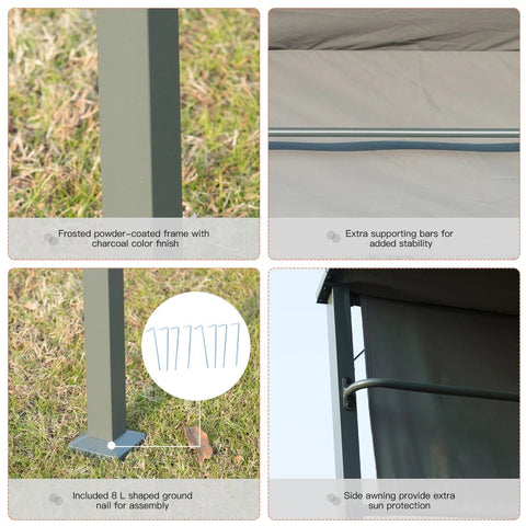 Rootz Grill Pavilion BBQ - Black, Gray - Metal, Polyester - 85.82 cm x 54.33 cm x 85.04 cm