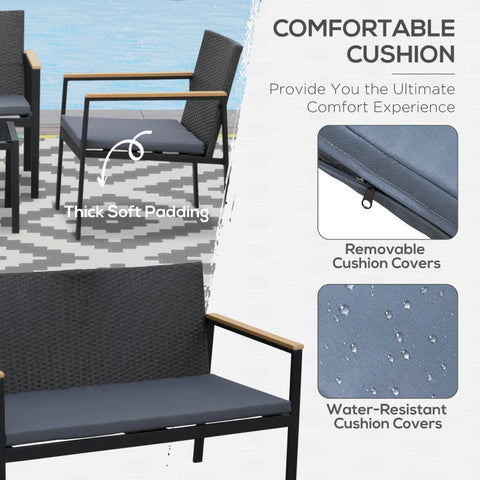 Rootz Garden Furniture - Black, Gray - Metal, Polyester, Glass - 22.83 cm x 25.98 cm x 29.52 cm