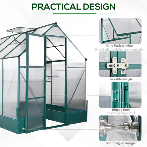 Rootz Greenhouse For - Transparant, Groen - Pc, Aluminium - 98,42 cm x 74,8 cm x 86,22 cm