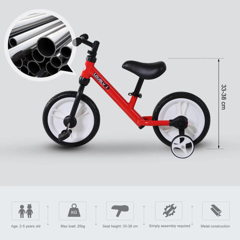 Rootz Children's Balance Bike - Red - Pp, Metal, Eva - 33.46 cm x 14.17 cm x 21.25 cm