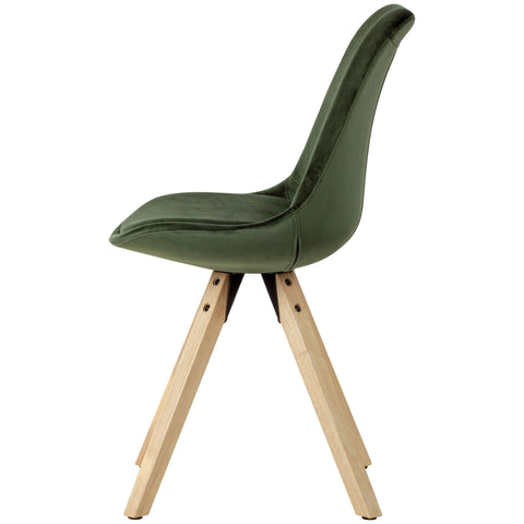 Rootz Soft Dining Set of 2 - Green - Armrest-Free - Modern Fabric Kitchen Chairs with Wooden Legs - Upholstered Shell Chairs - 110kg Load