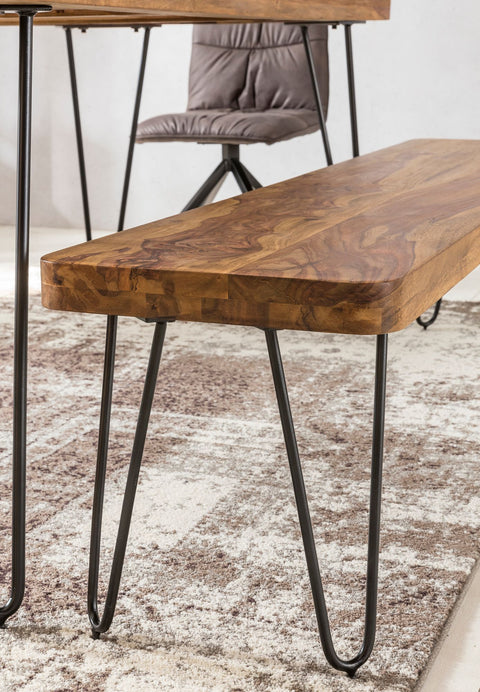 Rootz Seating Bench - Solid Wood Sheesham - Natural Product - Country Style - 180 x 45 x 40 cm