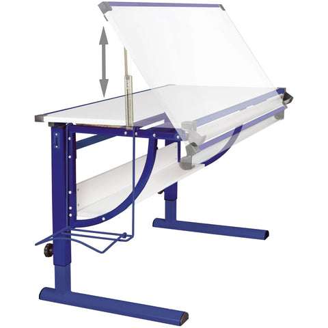 Rootz Holzschreibtisch – Blau-Weiß – Neigbarer Schreibtisch für junge Studenten – Design Kinder – Höhenverstellbarer Kinderschreibtisch – 120 x 60 cm 