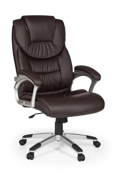 Rootz Office Chair - Brown Artificial Leather - Ergonomic with Headrest - Design Executive Chair - Desk Chair with Rocker Function - Swivel Chair - High Backrest (X-XL, 120kg)