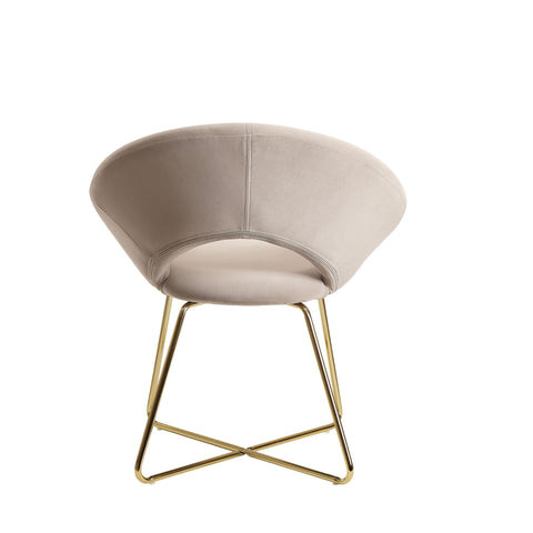 Rootz Dining Chair - Velvet Beige Kitchen Chair - Golden Legs - Shell Fabric - Metal - Upholstered Design