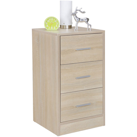 Rootz Sideboard with 3 Drawers - Contemporary Wood - Design Nightstand - Extra High Nightstand - 37.5 x 68 x 35 cm