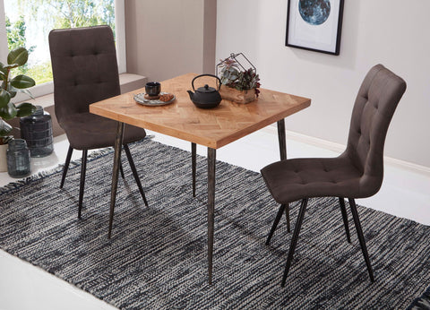 Rootz Dining Table - Acacia Wood - Metal Industrial Design - Small and Square - 80x76x80cm