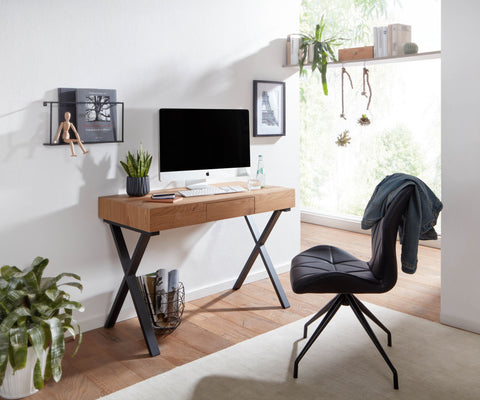 Rootz Bureau - Design Computertafel met Lade - Klein thuiskantoor - Studeertafel met opbergruimte - Eiken Decor - Zwart - 105x55x76 cm 