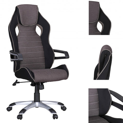 Rootz Executive Chair - Gray Gaming - Racing Swivel Chair - 120kg Load Capacity - Synchronous Mechanism - Desk Chair