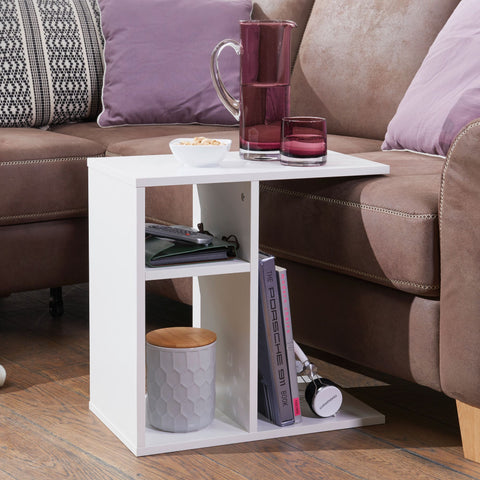 Rootz Holz-Beistelltisch – Design-Beistelltisch für Sofa – kleiner moderner Couchtisch – quadratischer Couchtisch – hoher Sofatisch – Weiß – 50 x 50 x 30 cm 