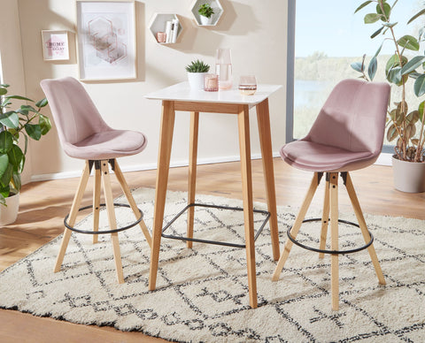 Rootz Tisch – Stehtisch für 4 – modernes Design – Partytisch aus Holz – hoher Tisch aus skandinavischer Eiche – weißes Quadrat – 60 x 110 x 60 cm 
