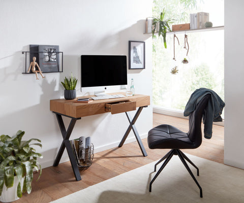 Rootz Bureau - Design Computertafel met Lade - Klein thuiskantoor - Studeertafel met opbergruimte - Eiken Decor - Zwart - 105x55x76 cm 