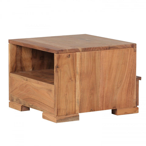 Rootz Bedside Table - Acacia Wood - 1 Drawer Storage - Country-Style - Solid Wood - 30 cm Bedside Chest