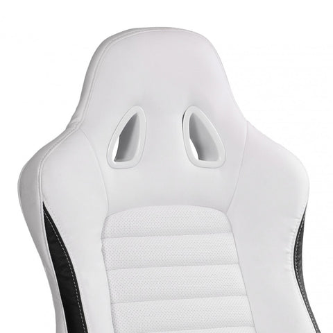 Rootz Executive Chair - White Gaming - Upholstered with Armrests - 110kg Sports Seat - Swivel Chair with Headrest - Modern Design - Racing Gamer Desk Chair